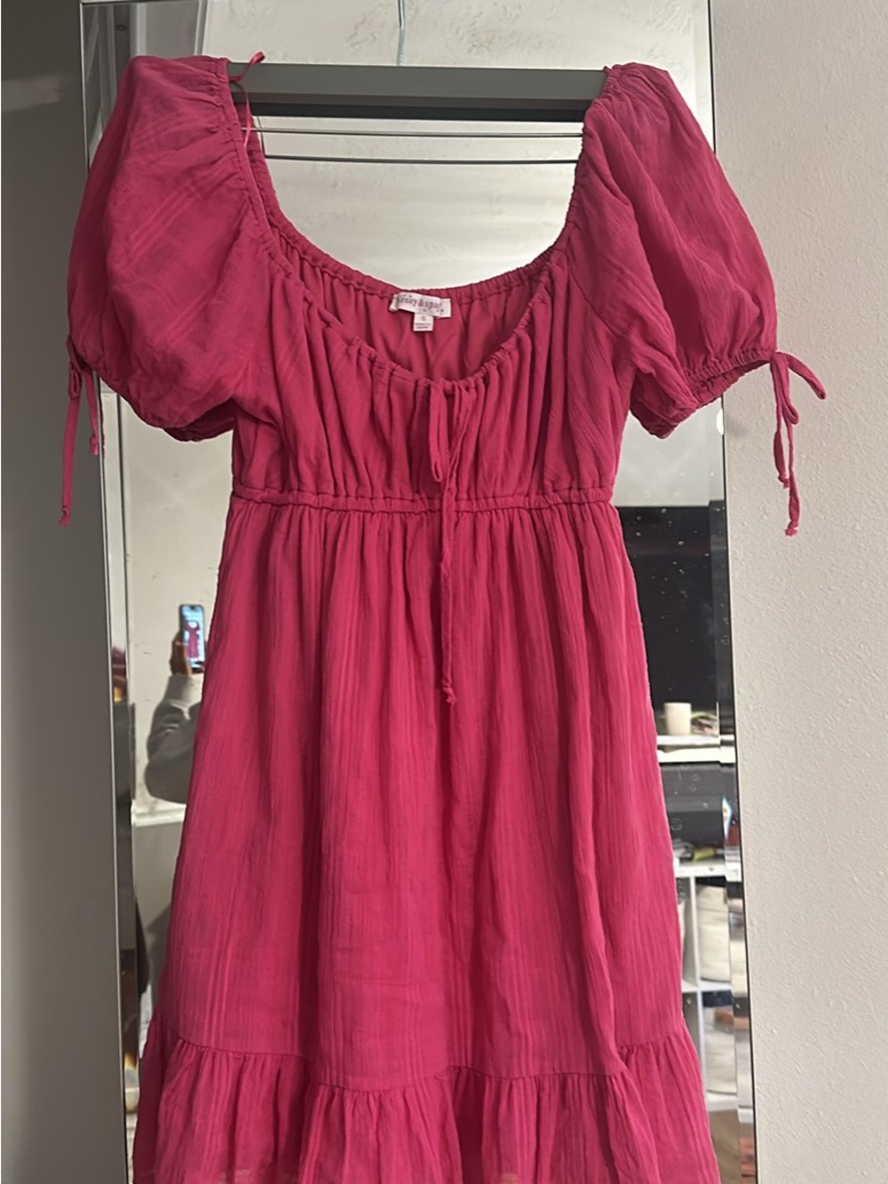 PacSun Hot Pink Puff Sleeve Mini Dress